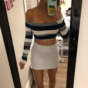 Tobi striped off the shoulder top